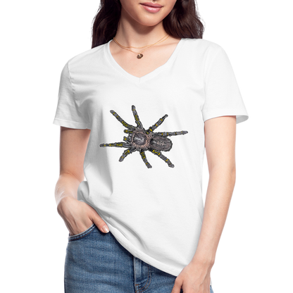 Frauen T-Shirt mit V-Ausschnitt Grammostola pulchripes - weiß