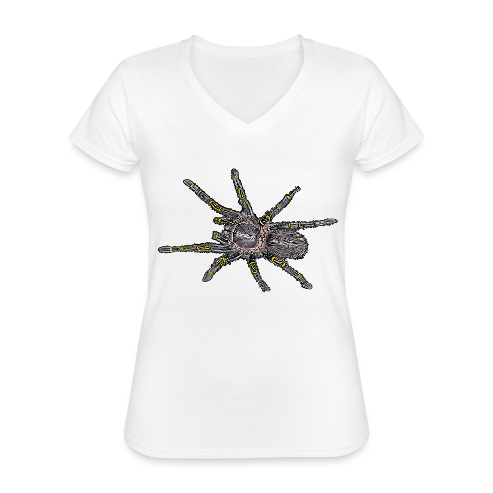 Frauen T-Shirt mit V-Ausschnitt Grammostola pulchripes - weiß