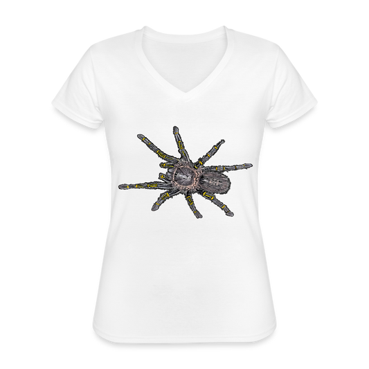 Frauen T-Shirt mit V-Ausschnitt Grammostola pulchripes - weiß