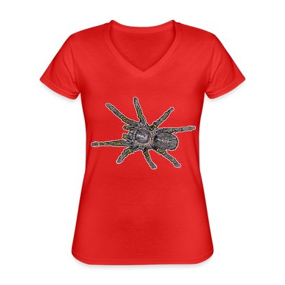 Frauen T-Shirt mit V-Ausschnitt Grammostola pulchripes - Rot