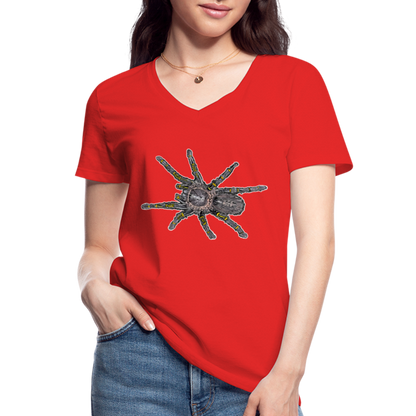Frauen T-Shirt mit V-Ausschnitt Grammostola pulchripes - Rot