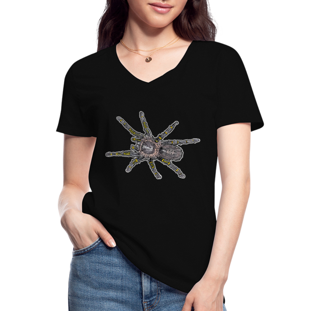Frauen T-Shirt mit V-Ausschnitt Grammostola pulchripes - Schwarz