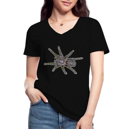 Frauen T-Shirt mit V-Ausschnitt Grammostola pulchripes - Schwarz