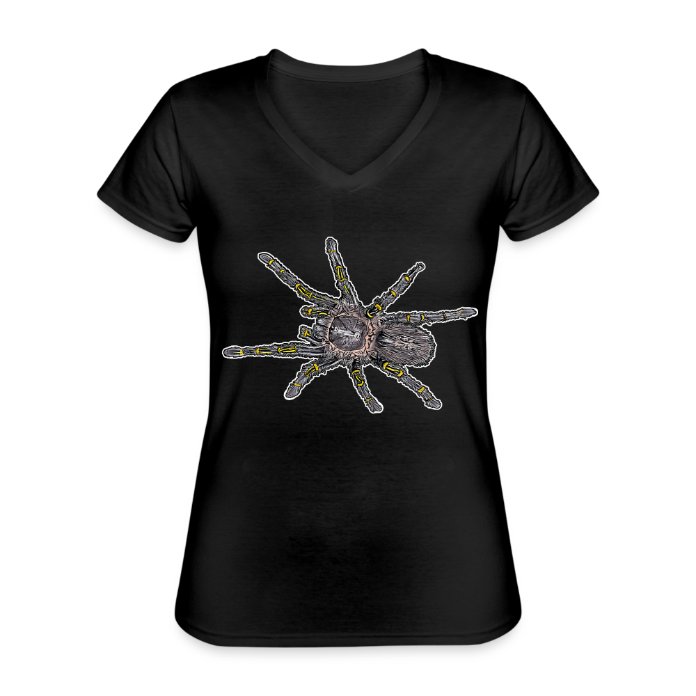 Frauen T-Shirt mit V-Ausschnitt Grammostola pulchripes - Schwarz