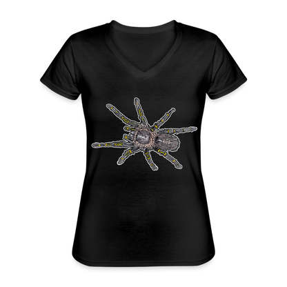 Frauen T-Shirt mit V-Ausschnitt Grammostola pulchripes - Schwarz