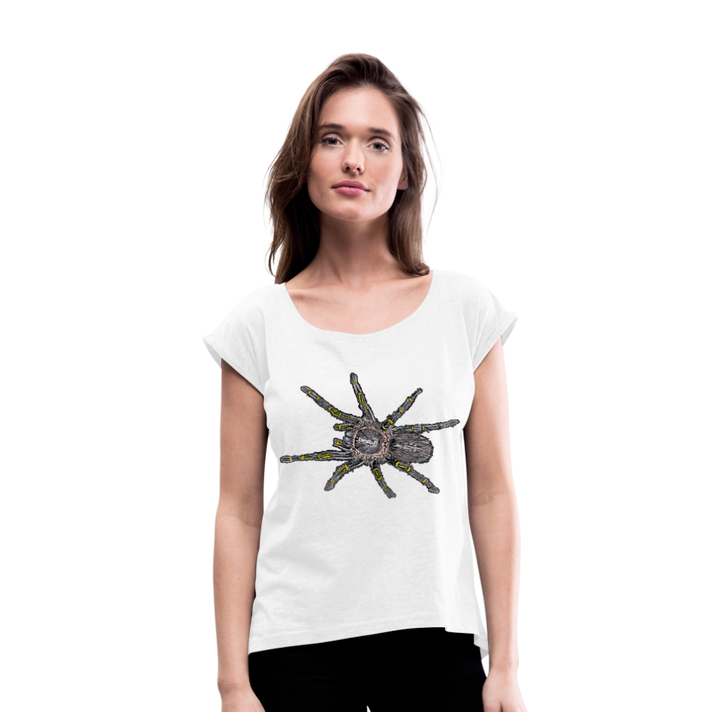 Frauen T-Shirt mit gerollten Ärmeln Grammostola pulchripes - weiß
