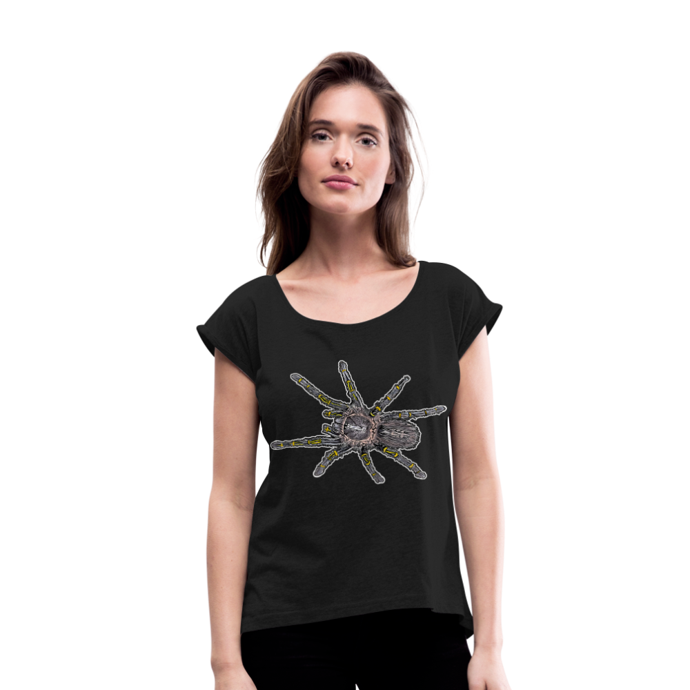 Frauen T-Shirt mit gerollten Ärmeln Grammostola pulchripes - Schwarz