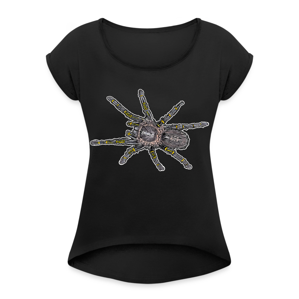 Frauen T-Shirt mit gerollten Ärmeln Grammostola pulchripes - Schwarz