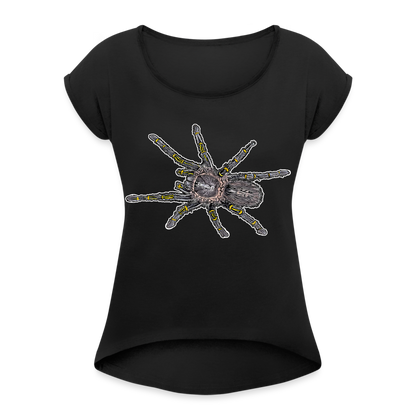 Frauen T-Shirt mit gerollten Ärmeln Grammostola pulchripes - Schwarz