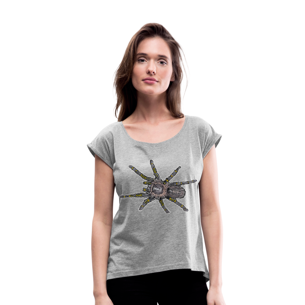 Frauen T-Shirt mit gerollten Ärmeln Grammostola pulchripes - Grau meliert