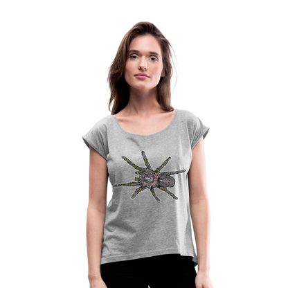 Frauen T-Shirt mit gerollten Ärmeln Grammostola pulchripes - Grau meliert