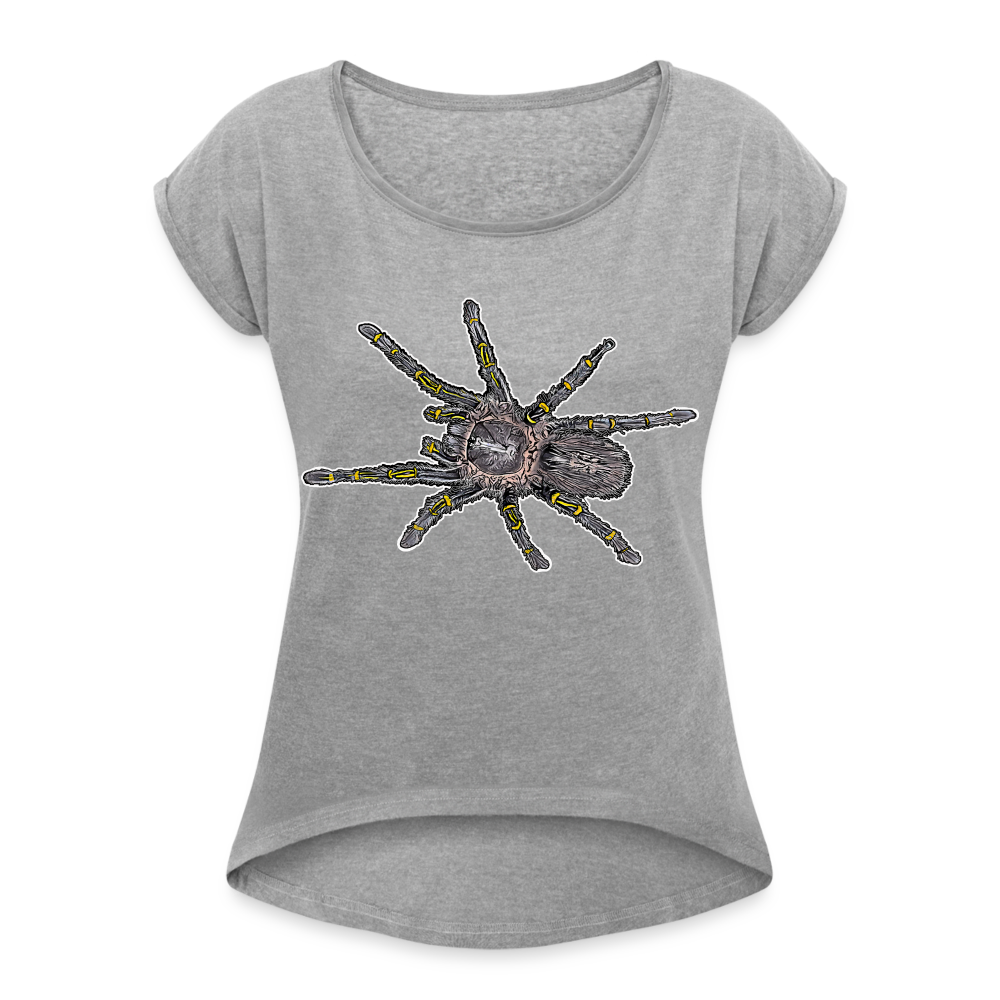 Frauen T-Shirt mit gerollten Ärmeln Grammostola pulchripes - Grau meliert