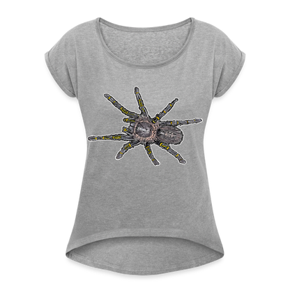 Frauen T-Shirt mit gerollten Ärmeln Grammostola pulchripes - Grau meliert