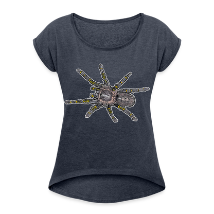 Frauen T-Shirt mit gerollten Ärmeln Grammostola pulchripes - Navy meliert