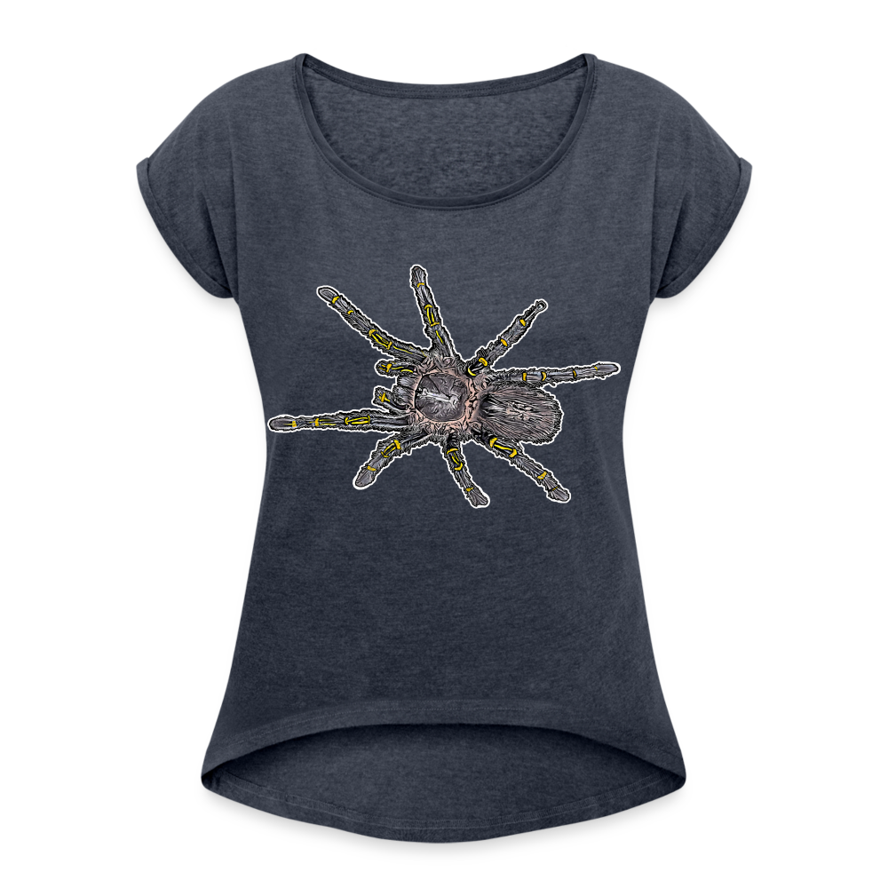 Frauen T-Shirt mit gerollten Ärmeln Grammostola pulchripes - Navy meliert