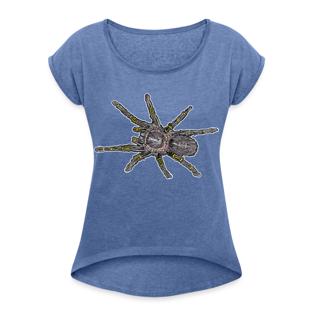 Frauen T-Shirt mit gerollten Ärmeln Grammostola pulchripes - Denim meliert