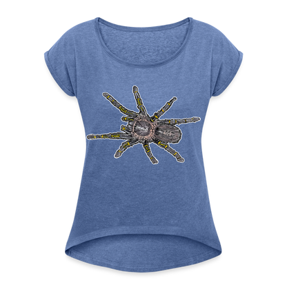 Frauen T-Shirt mit gerollten Ärmeln Grammostola pulchripes - Denim meliert