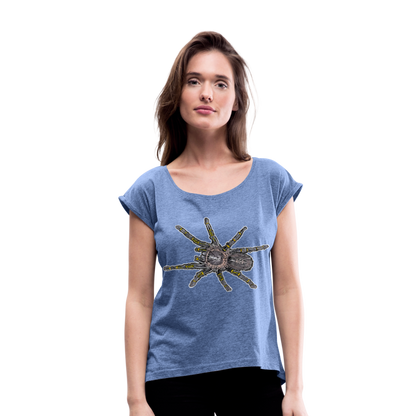 Frauen T-Shirt mit gerollten Ärmeln Grammostola pulchripes - Denim meliert