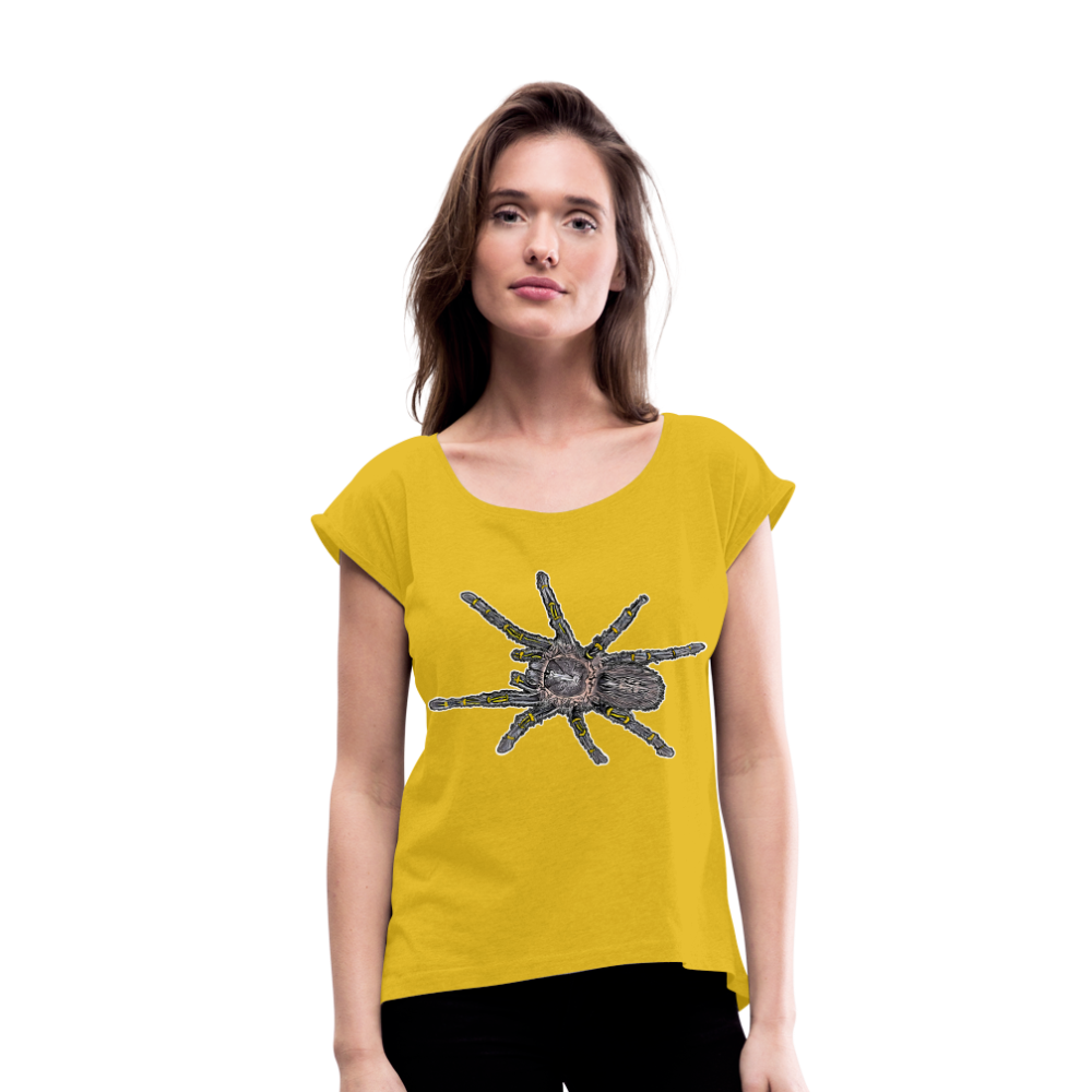 Frauen T-Shirt mit gerollten Ärmeln Grammostola pulchripes - Senfgelb