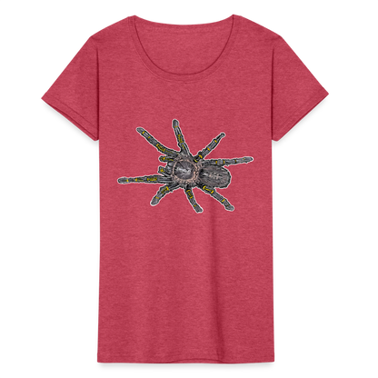 Frauen-Fruit of the Loom T-Shirt - Rot meliert
