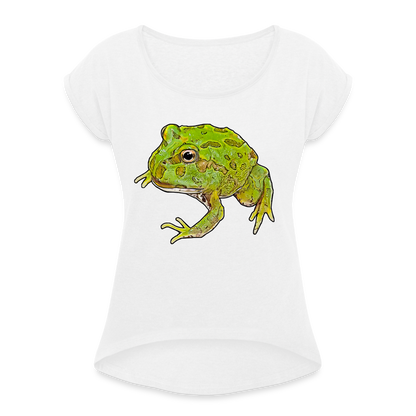 Frauen T-Shirt mit gerollten Ärmeln Ceratophrys cranwelli Peppermint Blue - weiß