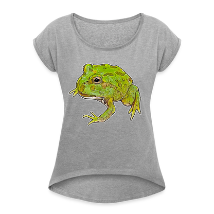 Frauen T-Shirt mit gerollten Ärmeln Ceratophrys cranwelli Peppermint Blue - Grau meliert