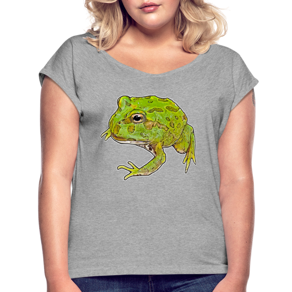 Frauen T-Shirt mit gerollten Ärmeln Ceratophrys cranwelli Peppermint Blue - Grau meliert