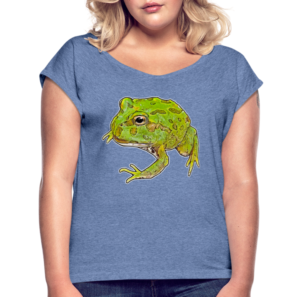 Frauen T-Shirt mit gerollten Ärmeln Ceratophrys cranwelli Peppermint Blue - Denim meliert