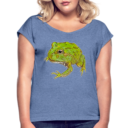 Frauen T-Shirt mit gerollten Ärmeln Ceratophrys cranwelli Peppermint Blue - Denim meliert