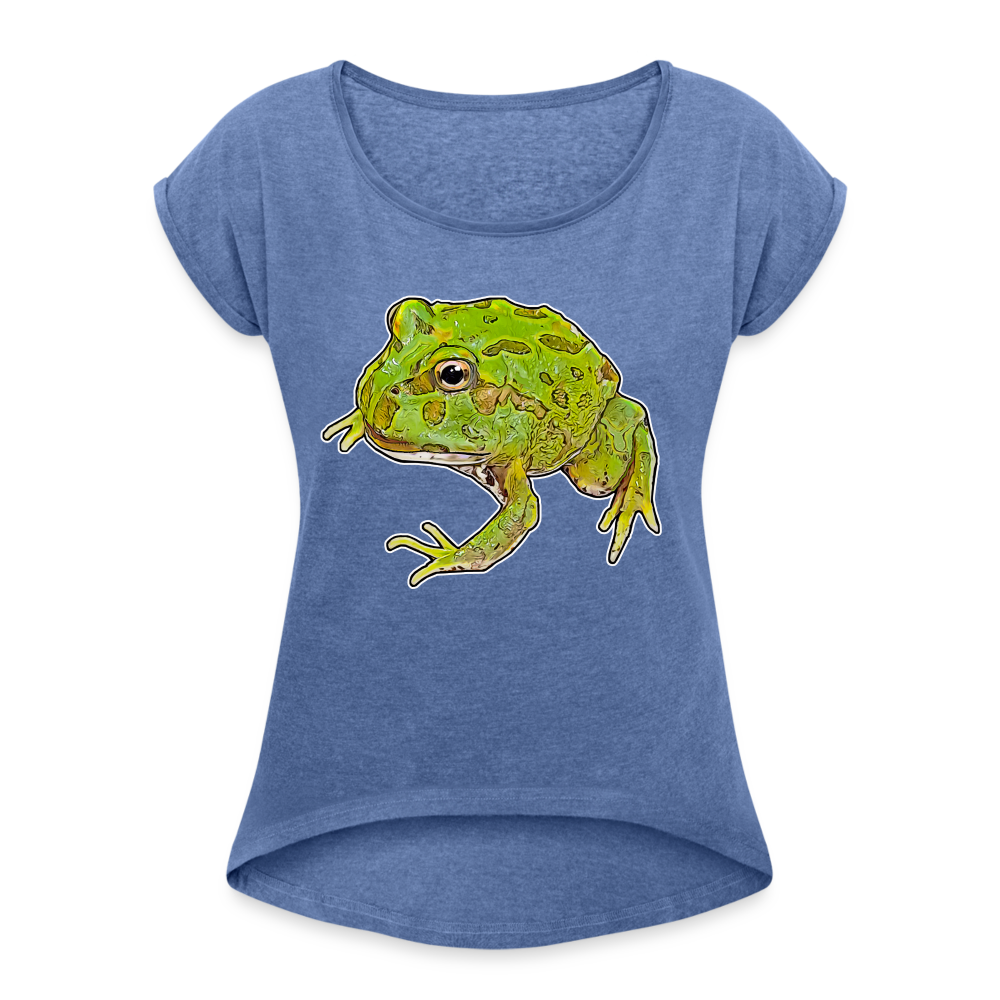 Frauen T-Shirt mit gerollten Ärmeln Ceratophrys cranwelli Peppermint Blue - Denim meliert