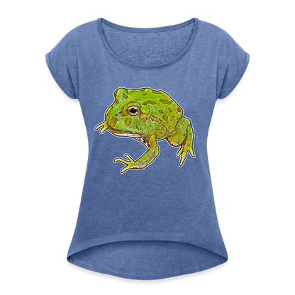 Frauen T-Shirt mit gerollten Ärmeln Ceratophrys cranwelli Peppermint Blue - Denim meliert