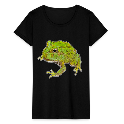 Frauen Fruit of the Loom T-Shirt Ceratophrys cranwelli Peppermint Blue - Schwarz