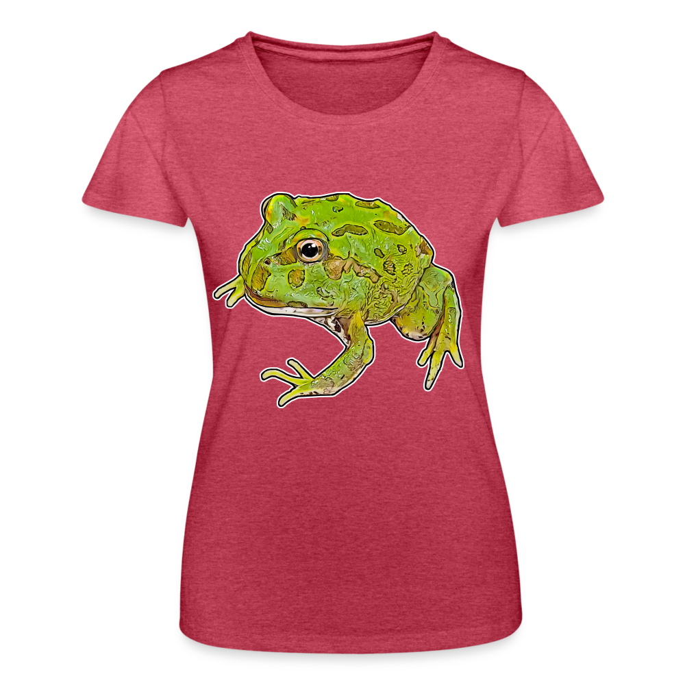 Frauen Fruit of the Loom T-Shirt Ceratophrys cranwelli Peppermint Blue - Rot meliert