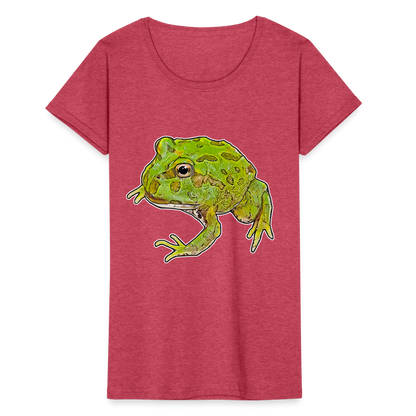 Frauen Fruit of the Loom T-Shirt Ceratophrys cranwelli Peppermint Blue - Rot meliert