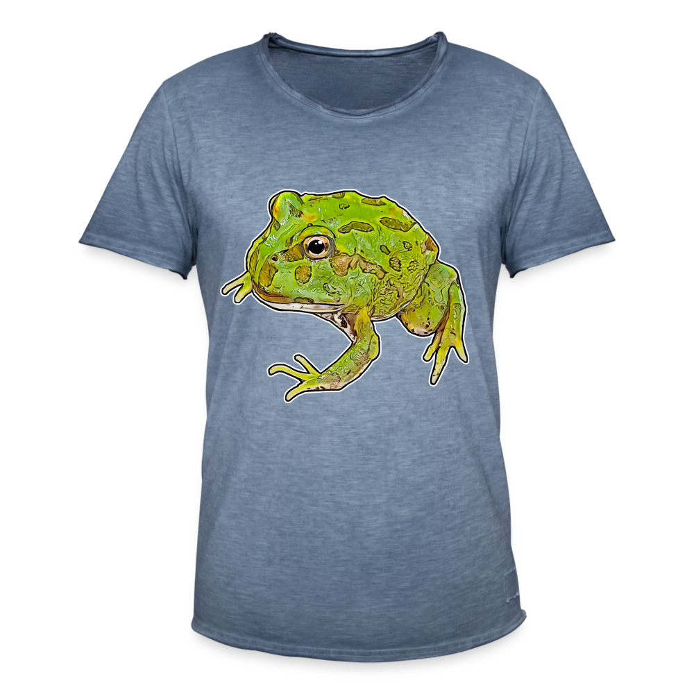 Männer Vintage T-Shirt Ceratophrys cranwelli Peppermint Blue - Vintage Denim