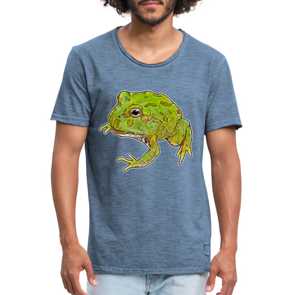 Männer Vintage T-Shirt Ceratophrys cranwelli Peppermint Blue - Vintage Denim