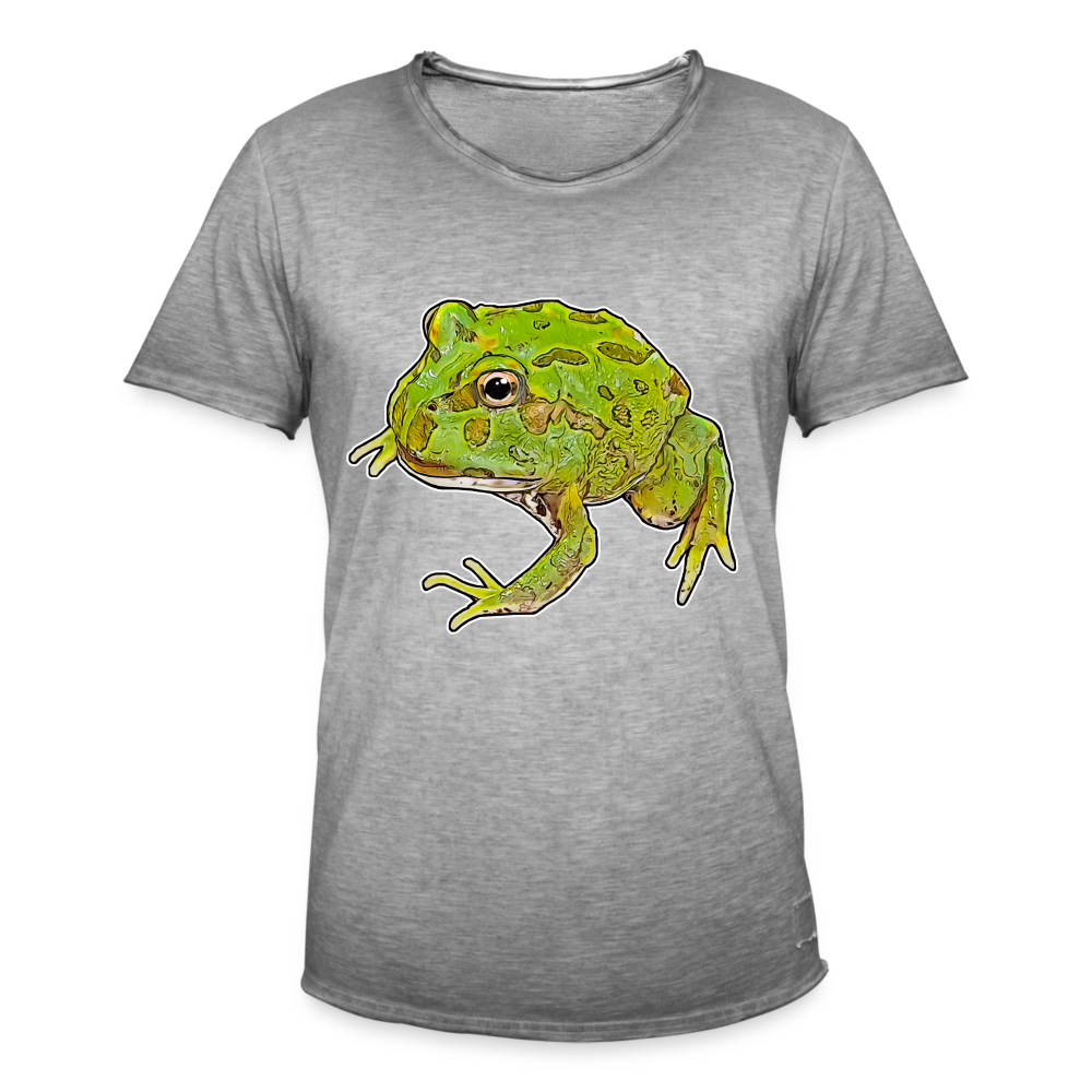 Männer Vintage T-Shirt Ceratophrys cranwelli Peppermint Blue - Vintage Grau