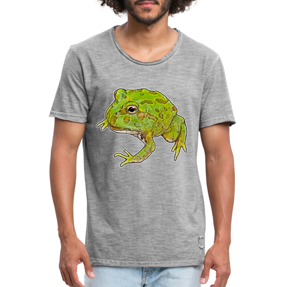 Männer Vintage T-Shirt Ceratophrys cranwelli Peppermint Blue - Vintage Grau