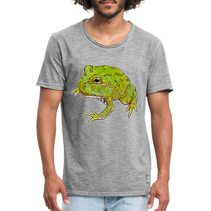 Männer Vintage T-Shirt Ceratophrys cranwelli Peppermint Blue - Vintage Grau