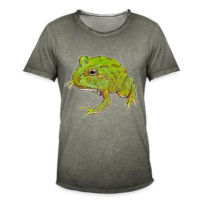 Männer Vintage T-Shirt Ceratophrys cranwelli Peppermint Blue - Vintage Khaki