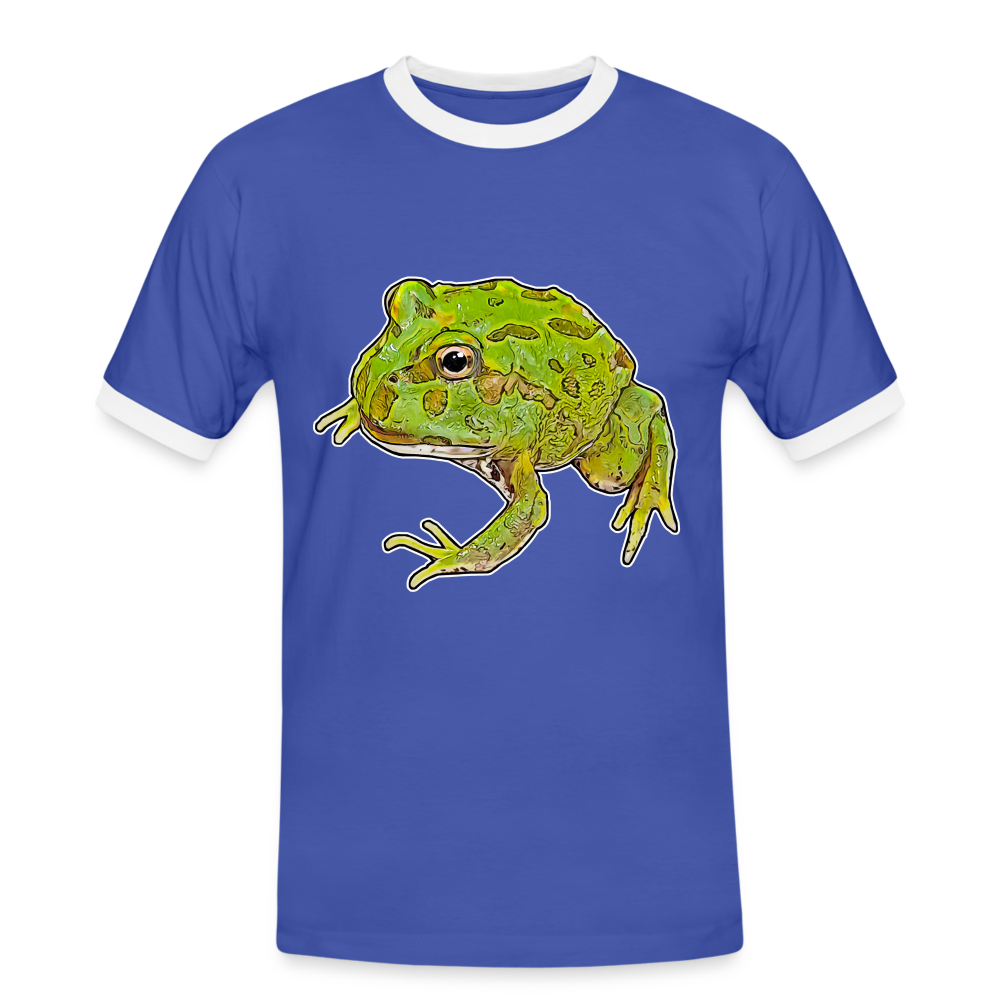 Männer Kontrast-T-Shirt Ceratophrys cranwelli Peppermint Blue - Blau/Weiß