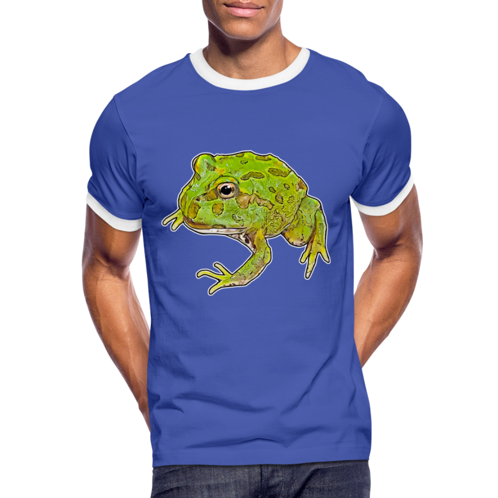 Männer Kontrast-T-Shirt Ceratophrys cranwelli Peppermint Blue - Blau/Weiß