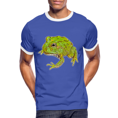 Männer Kontrast-T-Shirt Ceratophrys cranwelli Peppermint Blue - Blau/Weiß