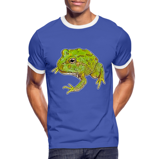 Männer Kontrast-T-Shirt Ceratophrys cranwelli Peppermint Blue - Blau/Weiß