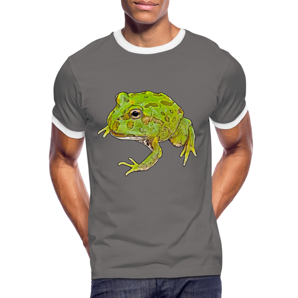 Männer Kontrast-T-Shirt Ceratophrys cranwelli Peppermint Blue - Dunkelgrau/Weiß