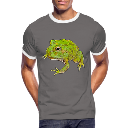 Männer Kontrast-T-Shirt Ceratophrys cranwelli Peppermint Blue - Dunkelgrau/Weiß
