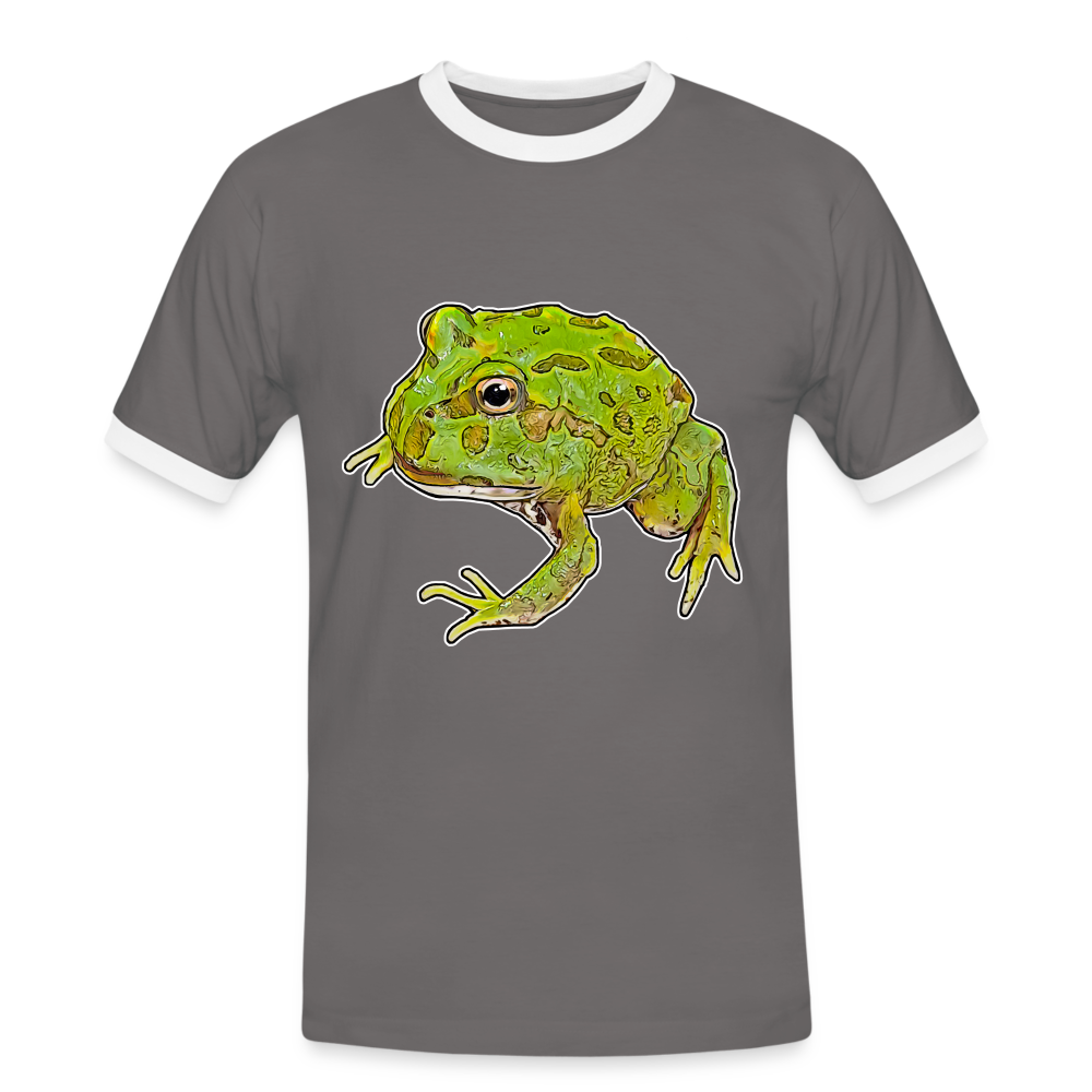 Männer Kontrast-T-Shirt Ceratophrys cranwelli Peppermint Blue - Dunkelgrau/Weiß