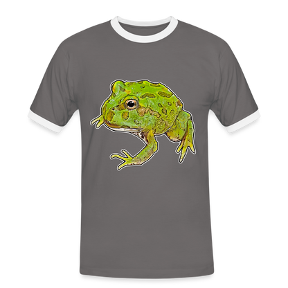Männer Kontrast-T-Shirt Ceratophrys cranwelli Peppermint Blue - Dunkelgrau/Weiß