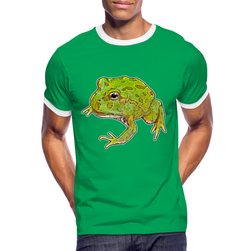 Männer Kontrast-T-Shirt Ceratophrys cranwelli Peppermint Blue - Kelly Green/Weiß