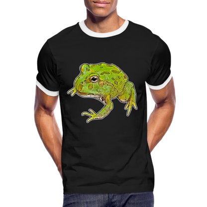 Männer Kontrast-T-Shirt Ceratophrys cranwelli Peppermint Blue - Schwarz/Weiß